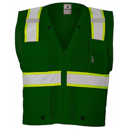 2X-3X Green Enhanced Visibility Multi Pocket Vest